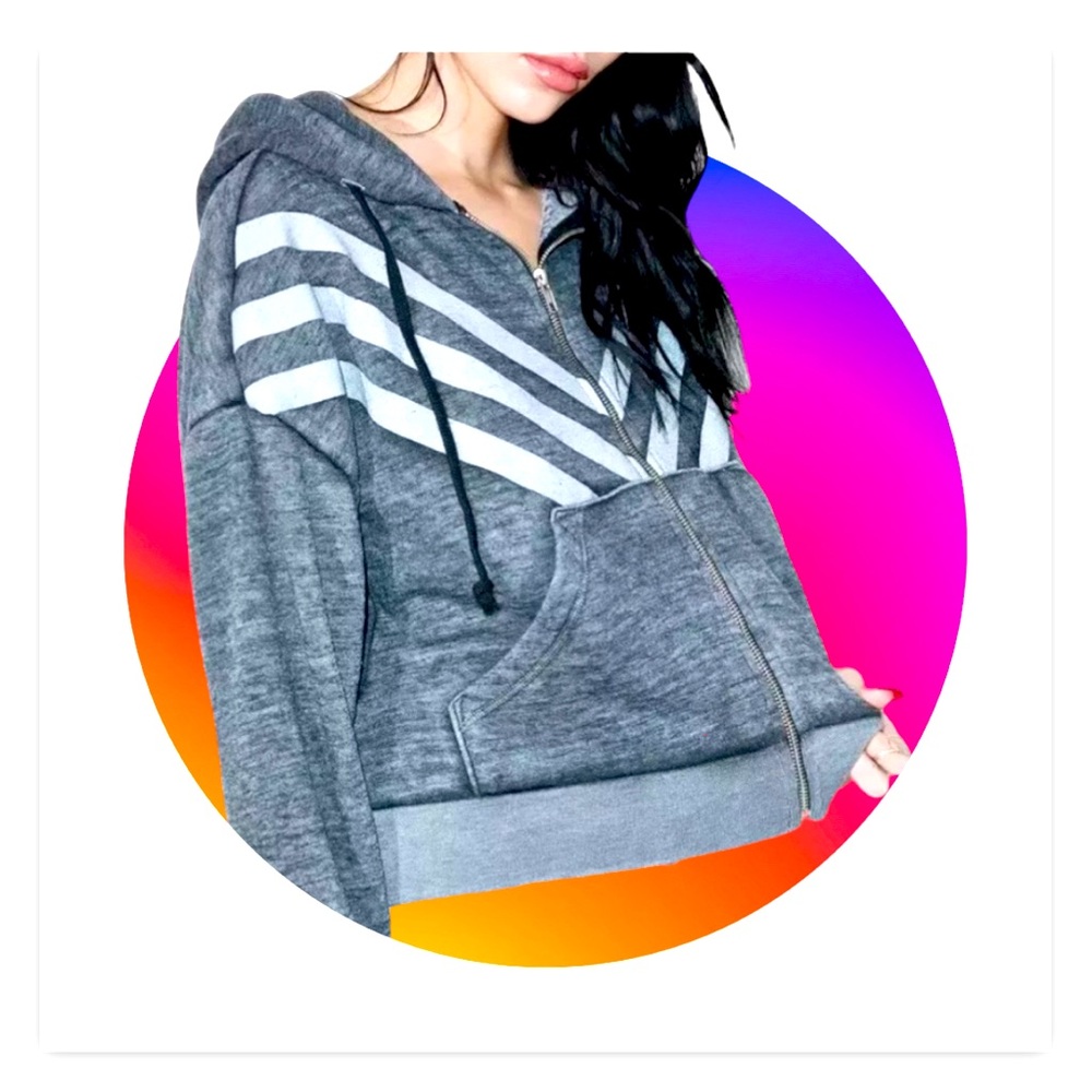 WILDFOX Tri stripe Burnout Jersey jacket women’s size large